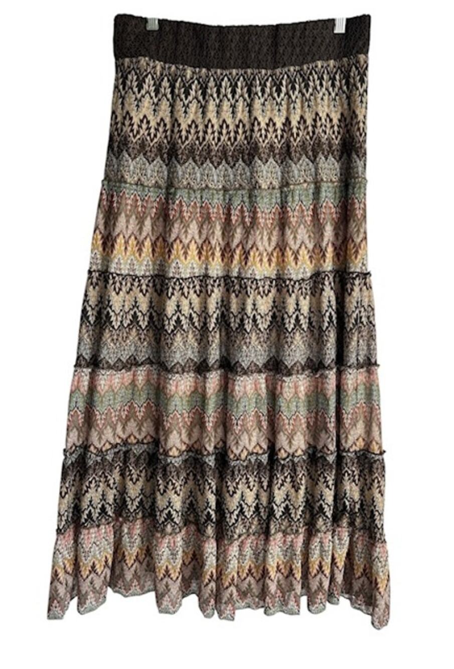 Lapis Women’s Size Large Boho Tiered Chevron Maxi Skirt